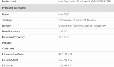 Процессор Intel Alder Lake-S с 16 ядрами и 24 потоками отметился в Geekbench