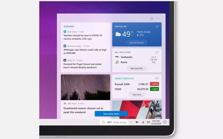 В панели задач Windows 10 появился виджет новостей и погоды